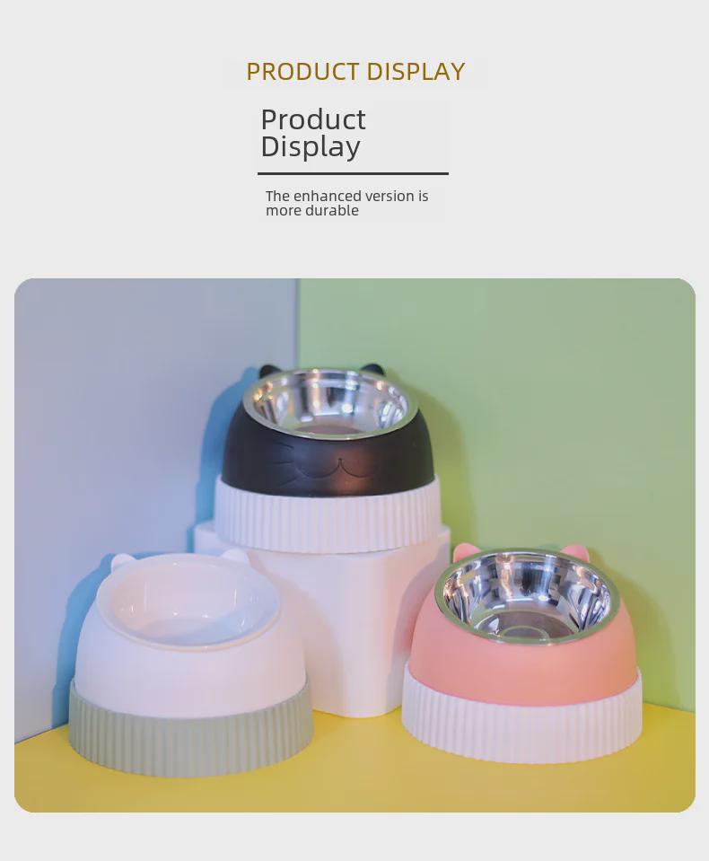 Приподнятые миски для питомцев из нержавеющей стали и керамики - Конструкция против опрокидывания для кошек и собак, Защищает шейные позвонки, Набор с двойной миской