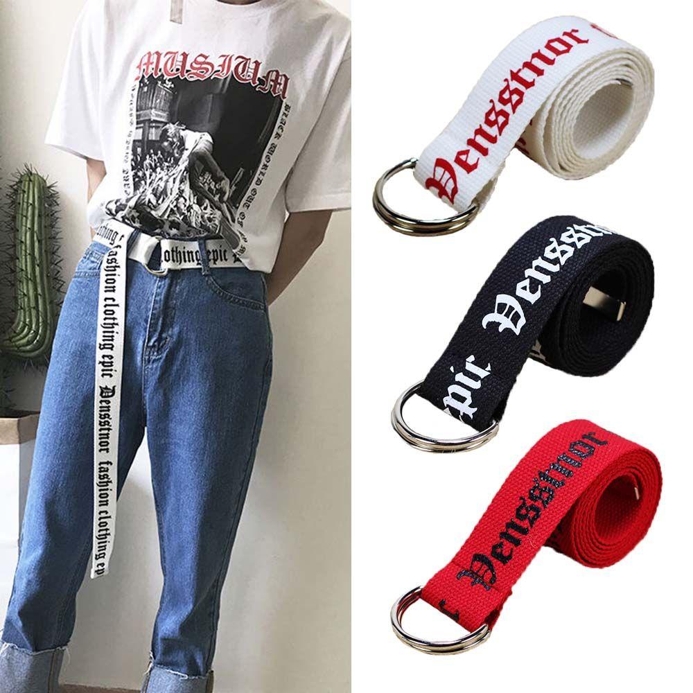 Neutral D Ring Women Canvas Unisex Men Double Buckle Nylon Belt Waist Belt Waistband Unisex Belt