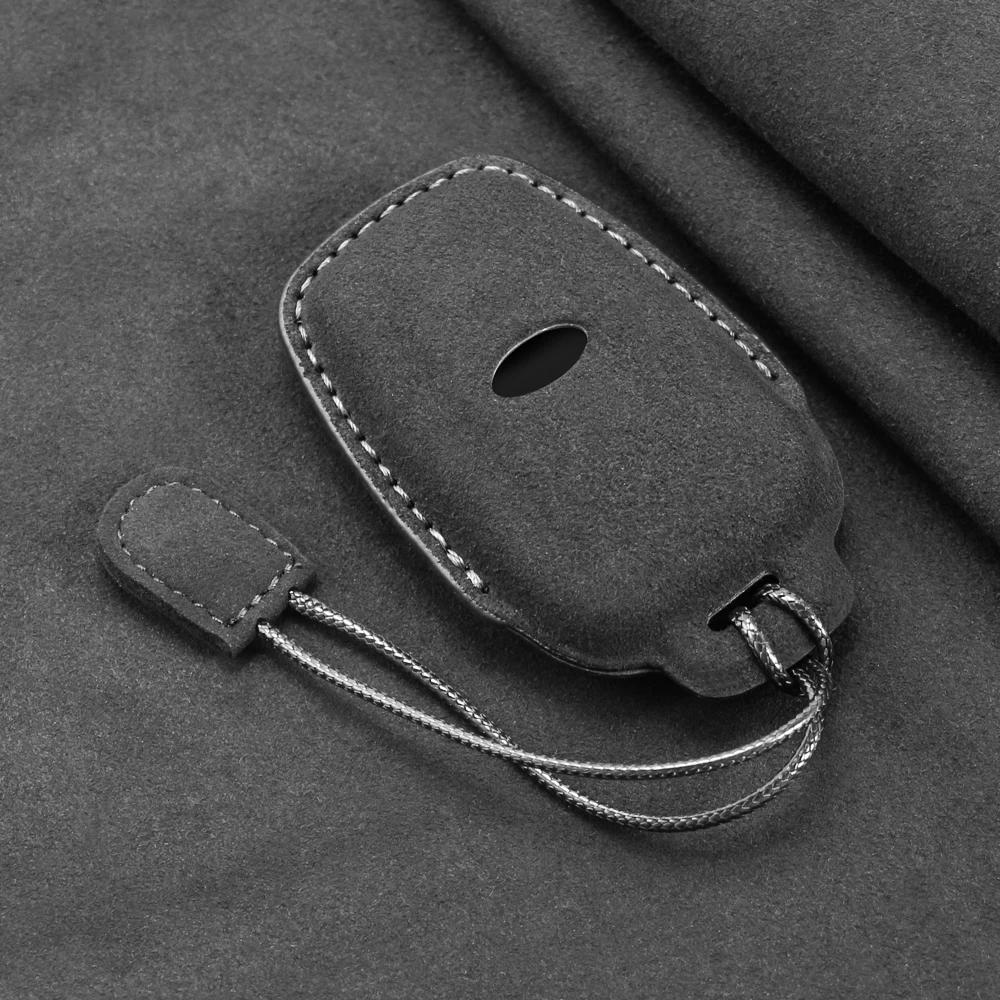 Leather Car Key Case For Toyota Prius Camry Corolla CHR C-HR RAV4 Land Cruiser 2 3 Button Keychain Suede Accessories