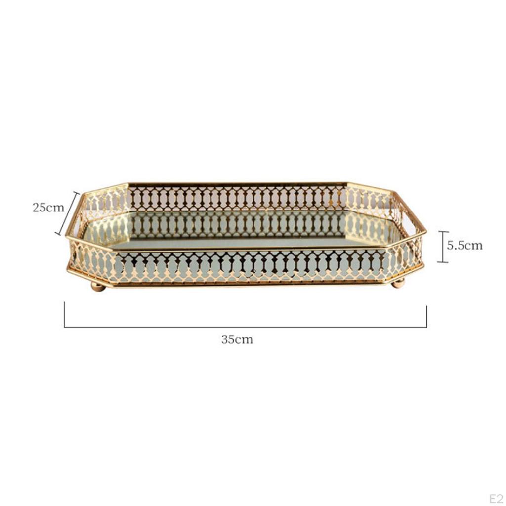 Декоративная металлическая прямоугольная зеркальная подставка для сервировки/одевания