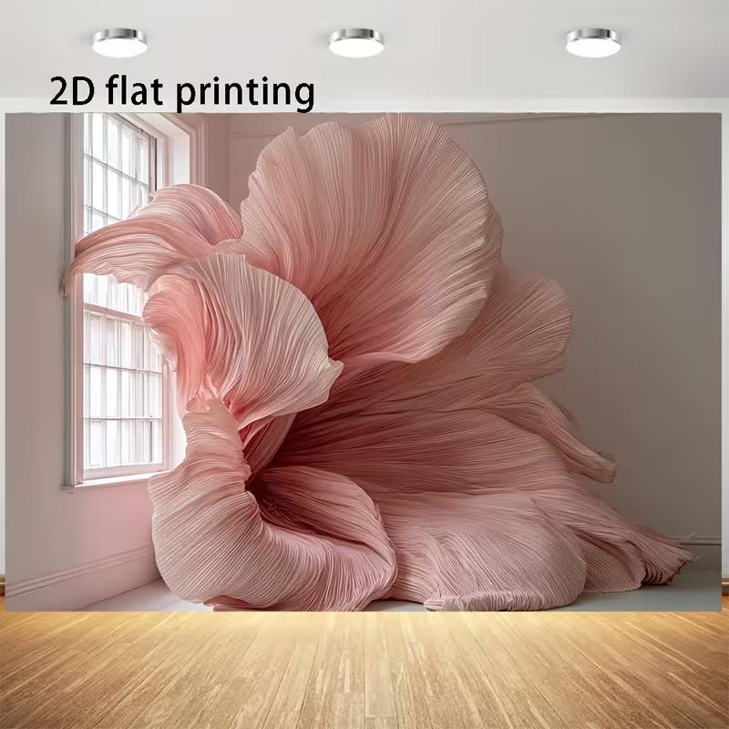 2D Flat Print Pink Pleated Flower Backdrop for Fashion & Beauty Photoshoot