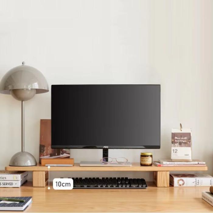 Wooden Monitor Stand Riser Computer Stands Solid Wood Desktop Organizer Rack  for Computer Laptop PC TV