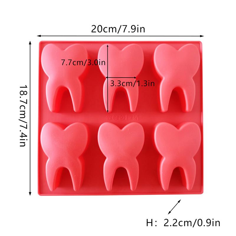 Tooth Shape Silicone Mold 6 Cavity 3D Molar Molds Tray DIY Baking Decorating Tools For Chocolate Gummy Candy Jelly Mold