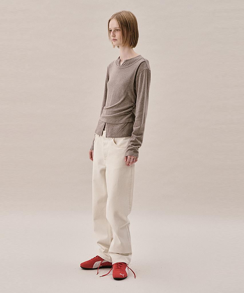 AHWE Layered Jersey Top_Light Brown Melange