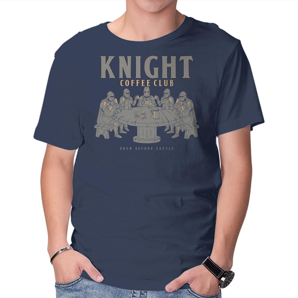Unisex Crew Neck T-Shirt Knight Coffee Club Graphic Short Sleeve Casual Tee