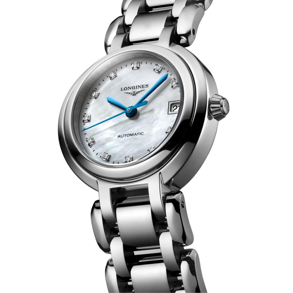 Longines Серия «Сердце и Луна» Автоматический механический механизм Отображение даты Часы с бриллиантами Швейцарские часы 26,5 мм Белый циферблат Ремешок из нержавеющей стали L8.111.4.87.6