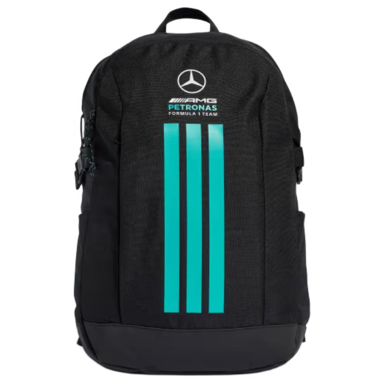 adidas Рюкзак Mercedes AMG с 3 полосками, классическая полоса, регулируемая молния, простой полиэстеровый рюкзак, унисекс, черный KF1774