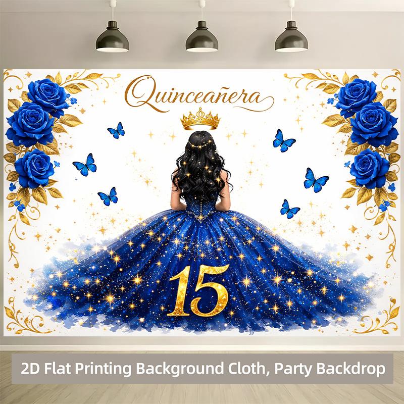 1 piece of 2D flat banner background fabric polyester for grand ball and 15th birthday party