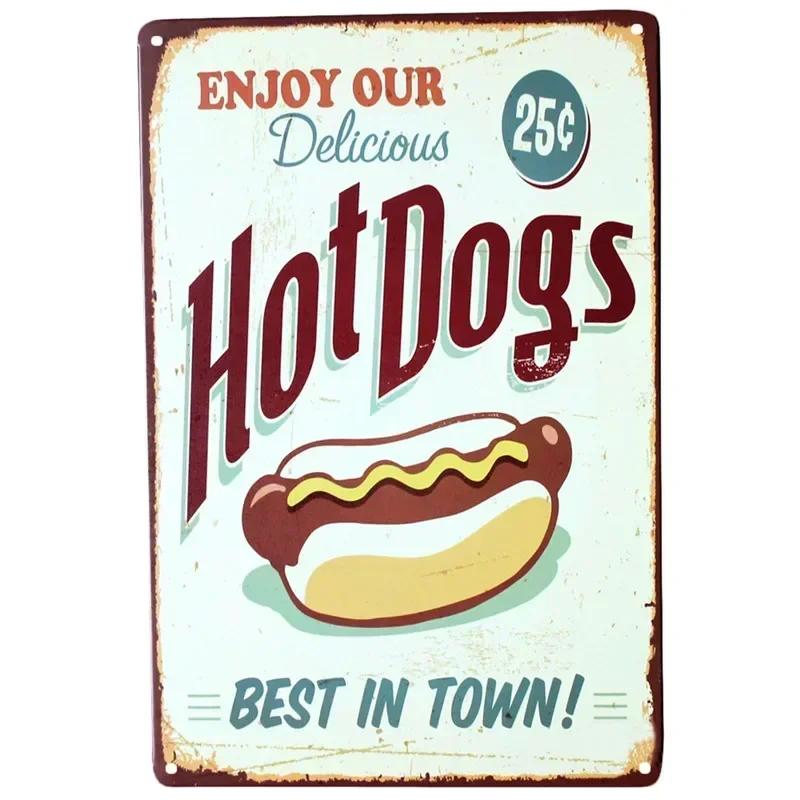 Metal Painting Signs Cake Dessert Hamburger Plaque Bar Pub Bakery Cafe Creative Gifts Iron Signs Wall Decor Wall Plate Pendant