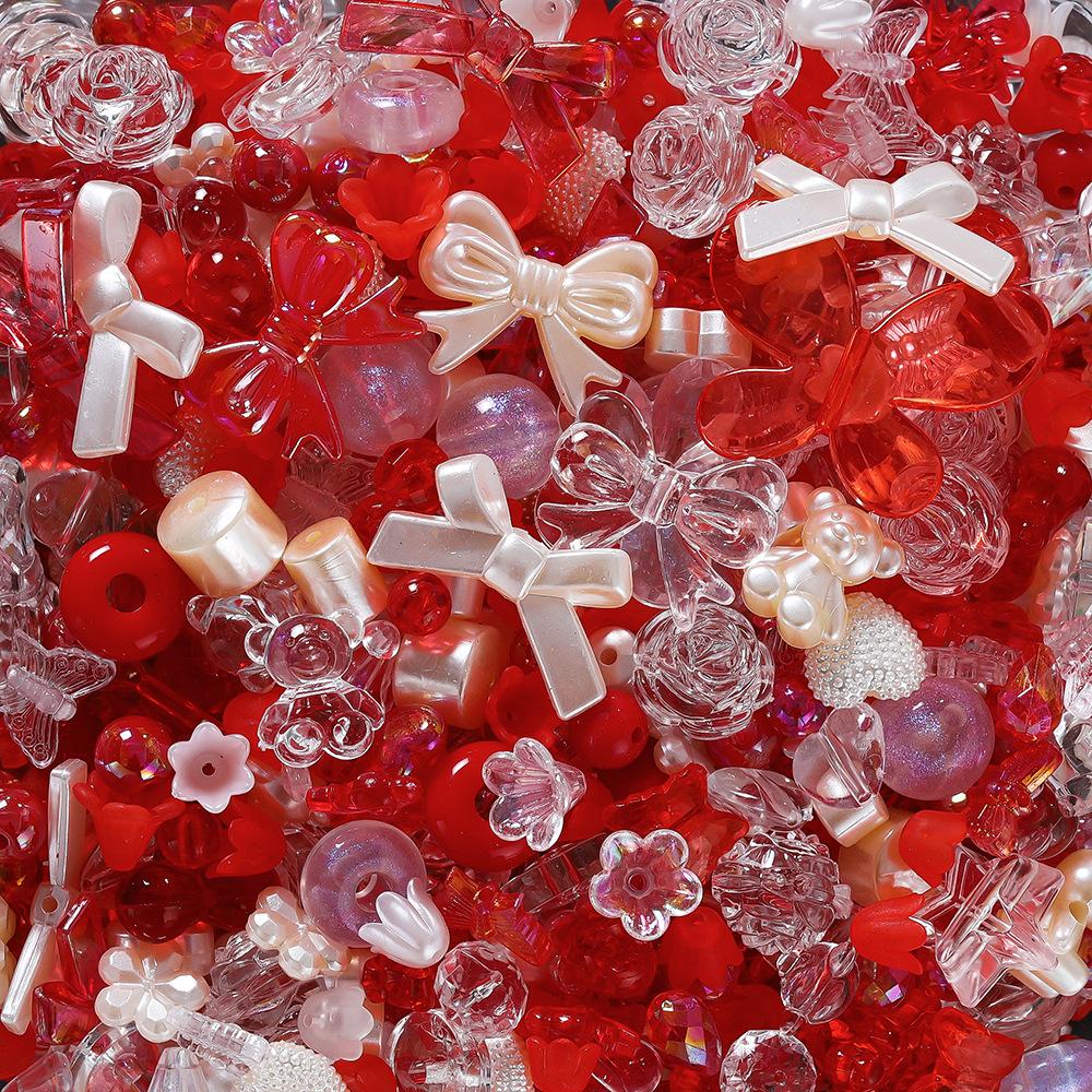 Acrylic 20g Mixed Bead Diy Mobile Phone Chain Accessories Hand-beaded Material Straight Hole Plastic Loose Bead Color Box