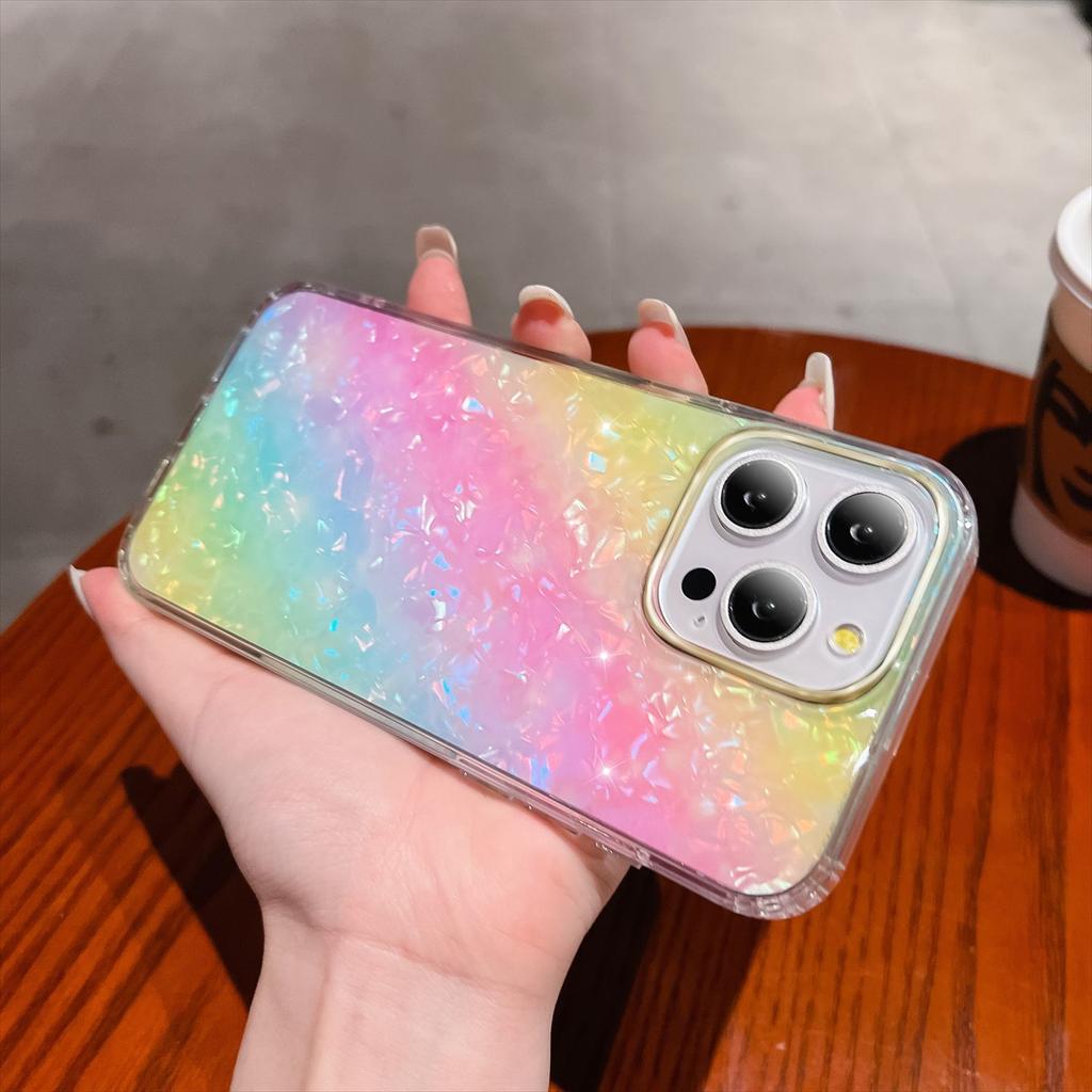 The IPhone16 Electroplated Shell Pattern Is Suitable for The IPhone 15 Phone Case and The Rainbow IPhone14 Pro Max Protective Case