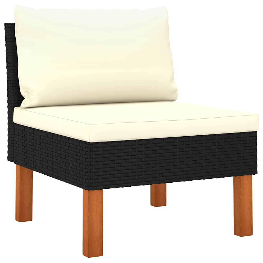 9 piece Garden Lounge Set with Cushions Poly Rattan Black