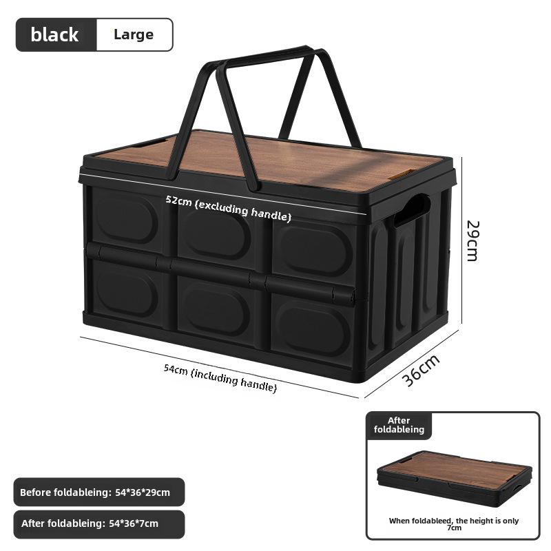 Портативный складной ящик для хранения на открытом воздухе с деревянной крышкой для кемпинга и багажника автомобиля