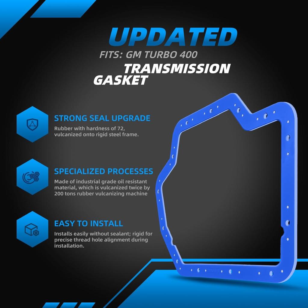 Transmission Oil Pan Gasket Fit For GM Turbo 400, Compatible With Moroso 93103. Upgraded With Steel Shim Ide, Made Of High Durometer Vulcanized