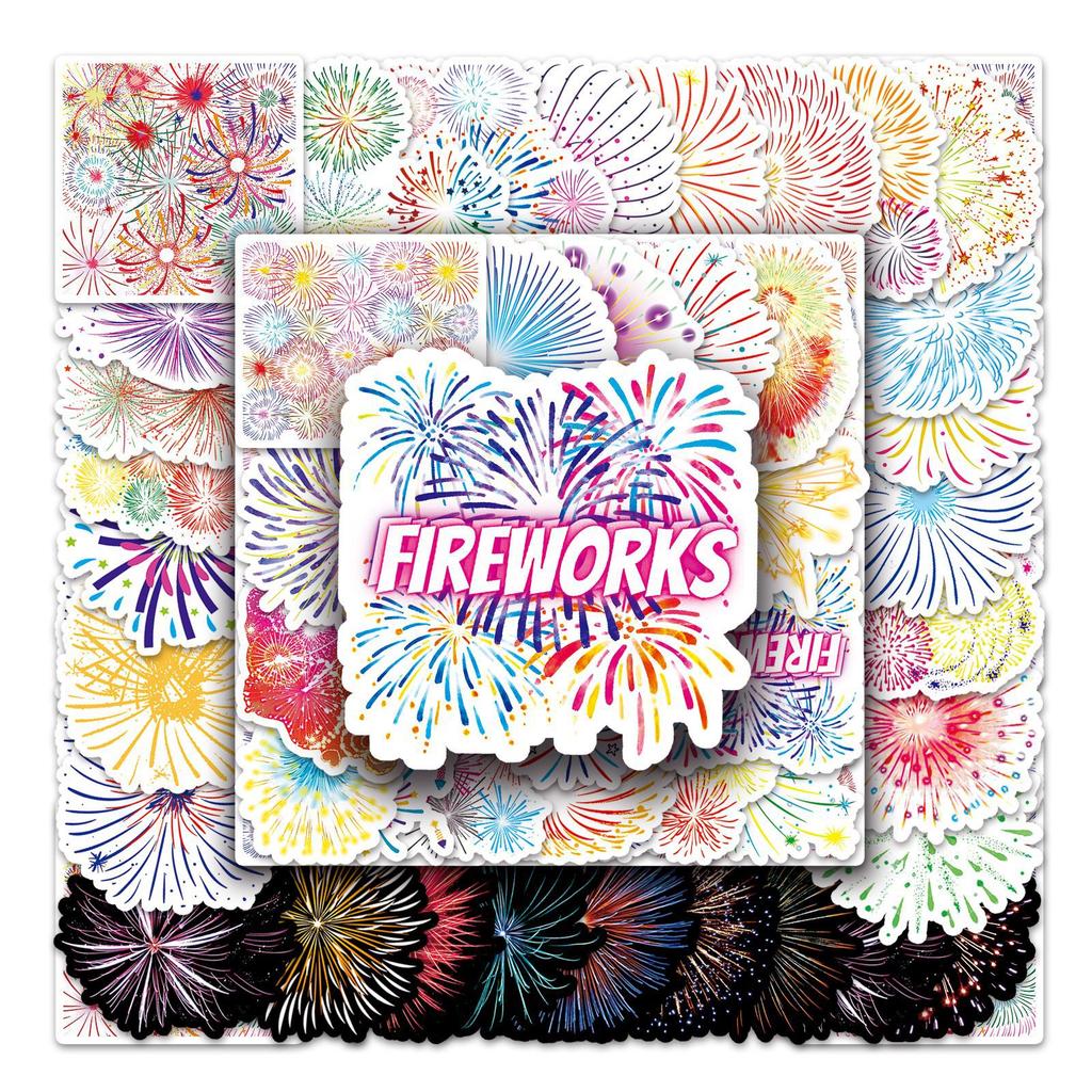 50 Fireworks Doodle Personality Cartoon Small Fresh Guka Children's DIY Mobile Suitcase Stickers Waterproof