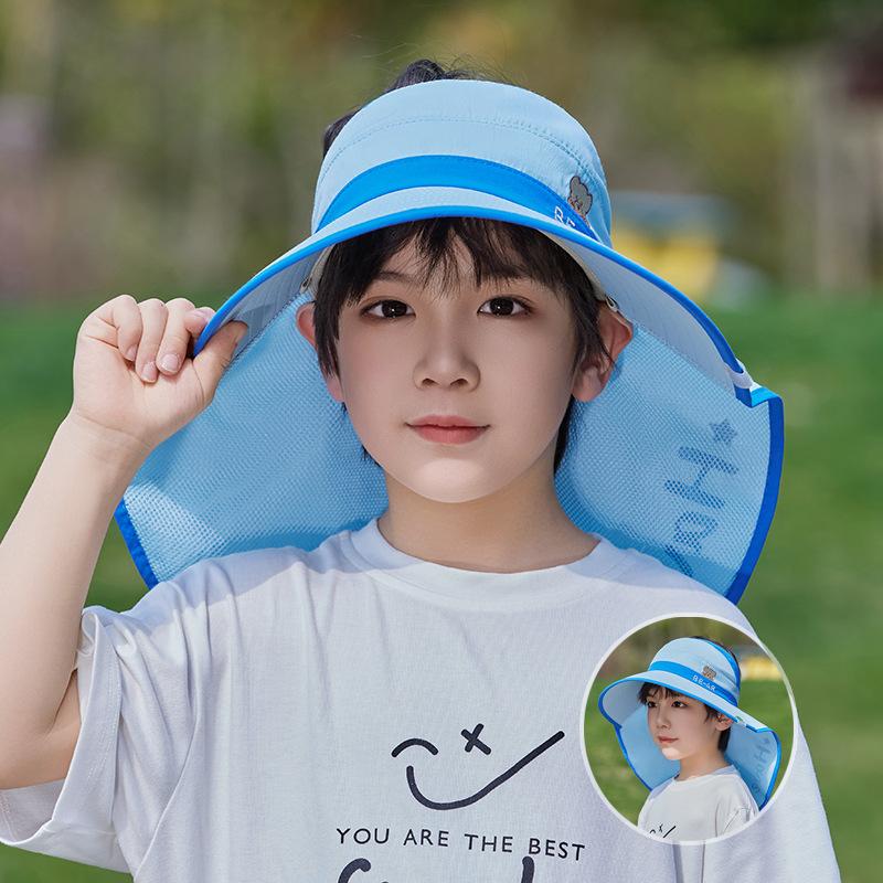 Children's Hats Summer Boys and Girls Sunscreen Hats Big Brim Shawls Empty Top Hats Outdoor Travel Breathable Sun Hats