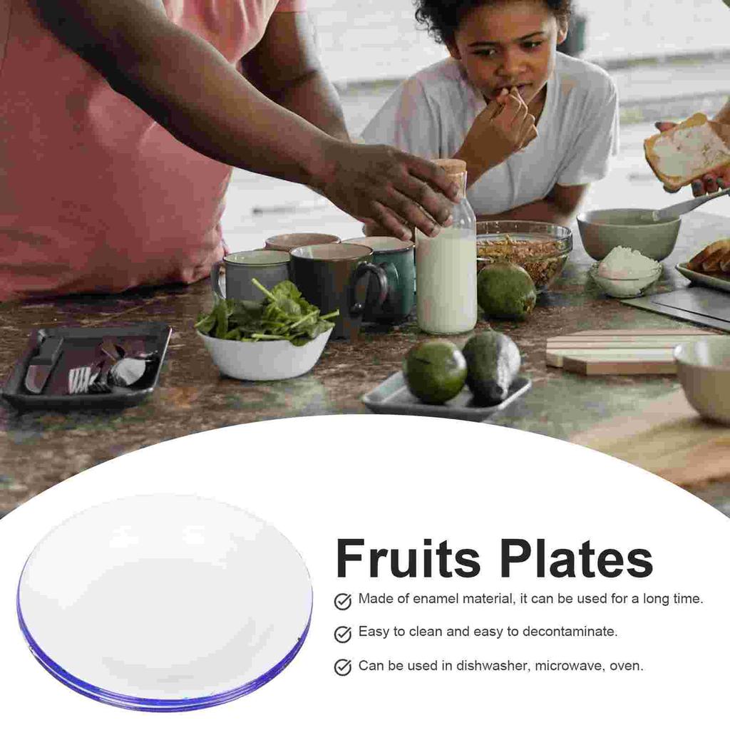 Набор эмалированной сервировочной посуды из 4 предметов Белые блюда Эмалированная посуда Вегетарианская диета Обеденные тарелки