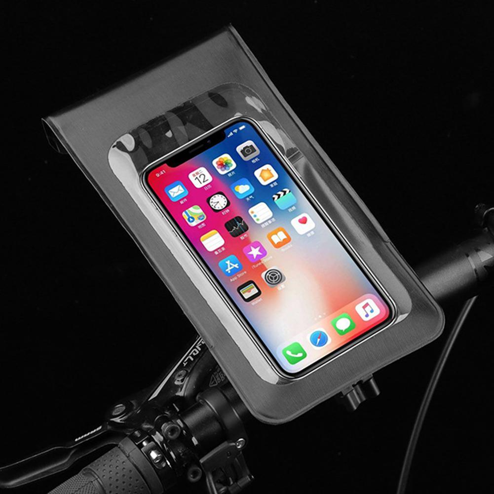 Waterproof Bicycle Handlebar Holder Bag Touch Screen Handlebar Phone Holder Bicycle Mobile Phone Holder for 4.7-6.5 Inch Phone