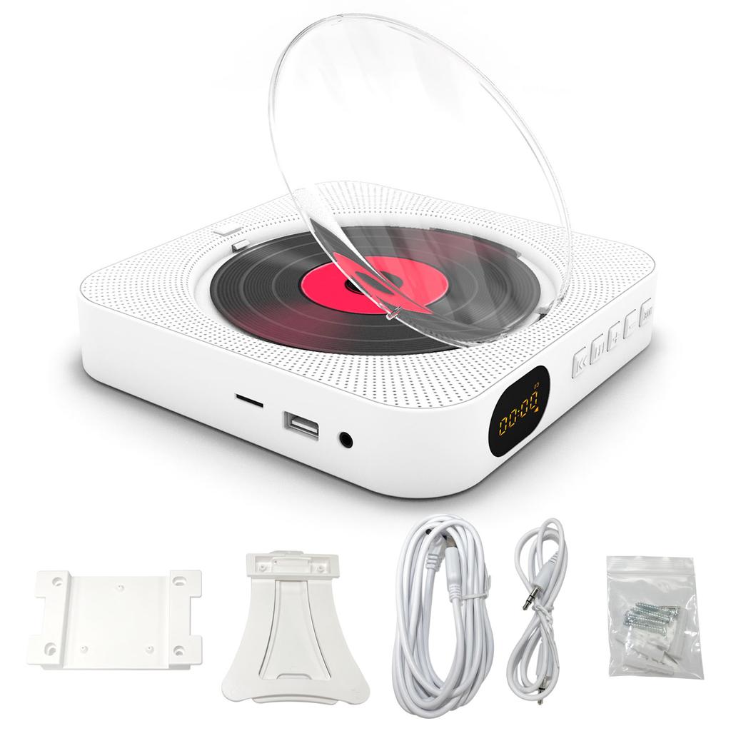 Portable CD Player Bluetooth Speaker Stereo CD Players LED Screen Wall Mountable CD Music Player with IR Remote Control FM Radio