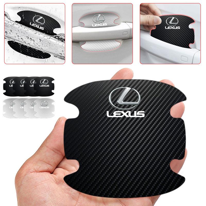 Carbon Fiber Car Door Handle Protection Sticker Emblem Accessories For Lexus RX 300 IS 250 300 GX 400 460 UX 200 NX LX GS ES ZO1