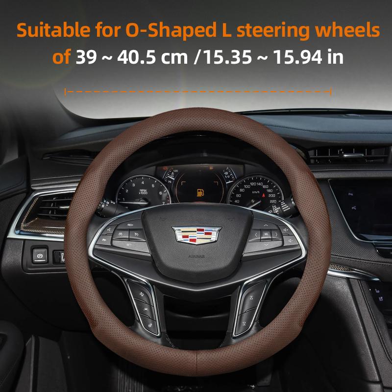Suitable for Cadillac Ultra-Thin Breathable Leather Steering Wheel Cover Suitable for Cts 2013 Ct4 Carbon Interior Ct5 Xt5 Xt4 Xt6 Escalade Srx X