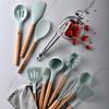 9pcs Silicone Cooking Utensils Set Non-stick Cookware The Wooden Handle Easy To Clean Egg Beaters Shovel Spoon Soup Cooking Tool Sets