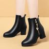 5.5cm Elegant Comfortable Soft Leather Shoes Women Ankle Boots 2025 Fall Winter Warm Short Fur Plush Snow Boots Heeled for Mom