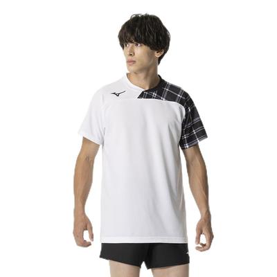 Mizuno V2MAB111 Игровая короткая рубашка, Рукав, Графический, Унисекс, Белый/Черный