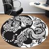 1pc Tiger Dragon YinYang Office Round Area Rug, Under Office Chairs Bedroom Living Room Home Decor, Room Deco, Available in Various Sizes