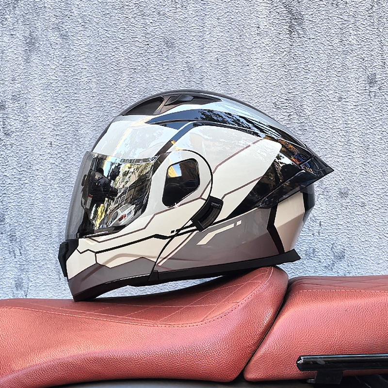 Small Shell Helmet Peel-off Helmet Motorcycle Helmet Locomotive Double Lens Men's and Women's Four-season Motorcycle Cruise Helmet Large