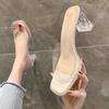 Internet Celebrities Transparent Sandals Cool Slippers Women's Fashion New Summer Thick Heel High Heels Crystal Ins Tide