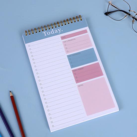 Записная книжка To-Do на спирали, защитный чехол из бумаги плотностью 100 г/м2, недатированный блокнот-планировщик формата А5