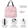 Various Pink Colorful Bow Tie Insulated Lunch Bag for Women Office Cooler Thermal Food Box Tote Portable Lunch Boxes Container