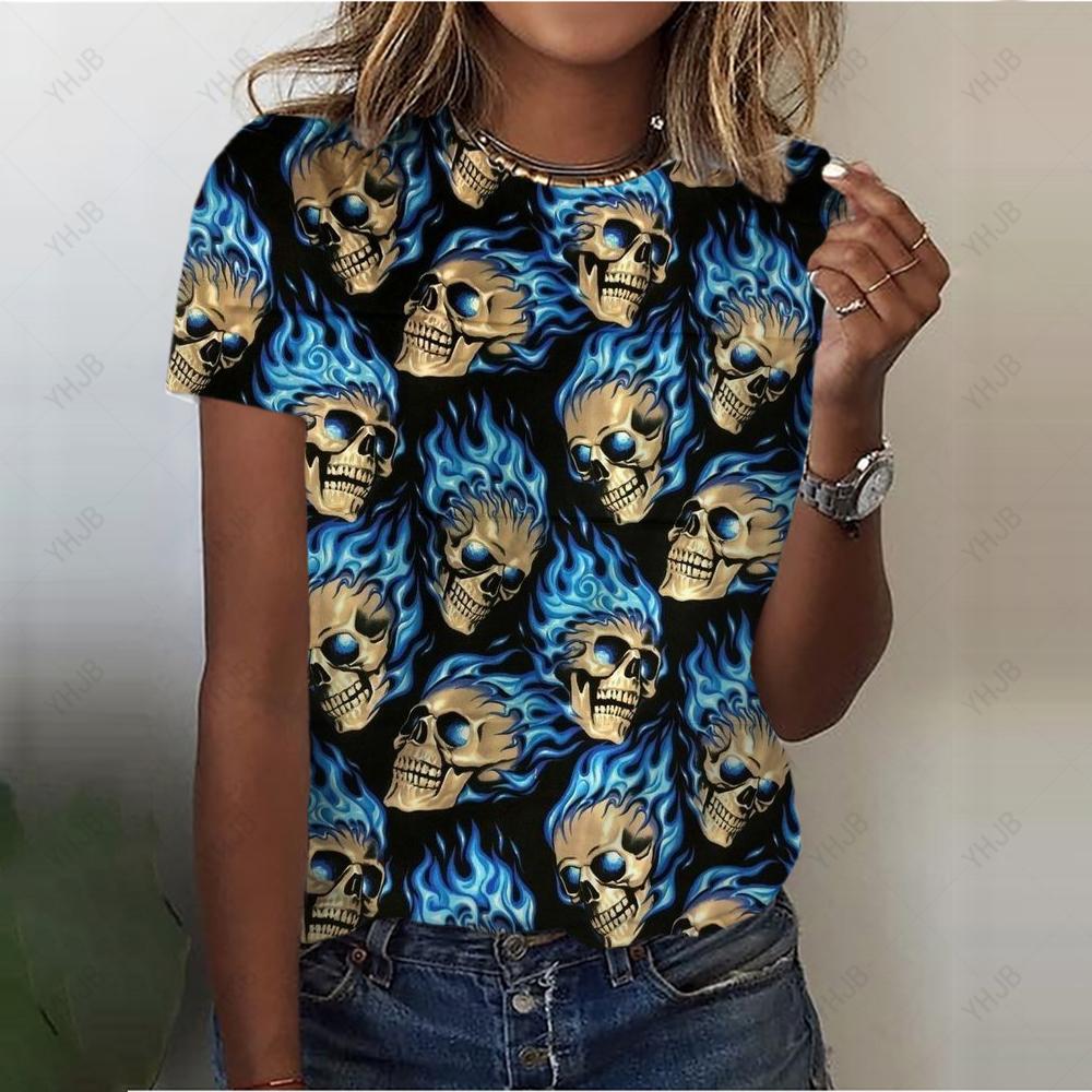 Summer O-Neck Casual Bohemian Print Ladies Tee Shirts Lion 3D Print T Shirt Women Fashion Loose Short Sleeve Tops Oversized