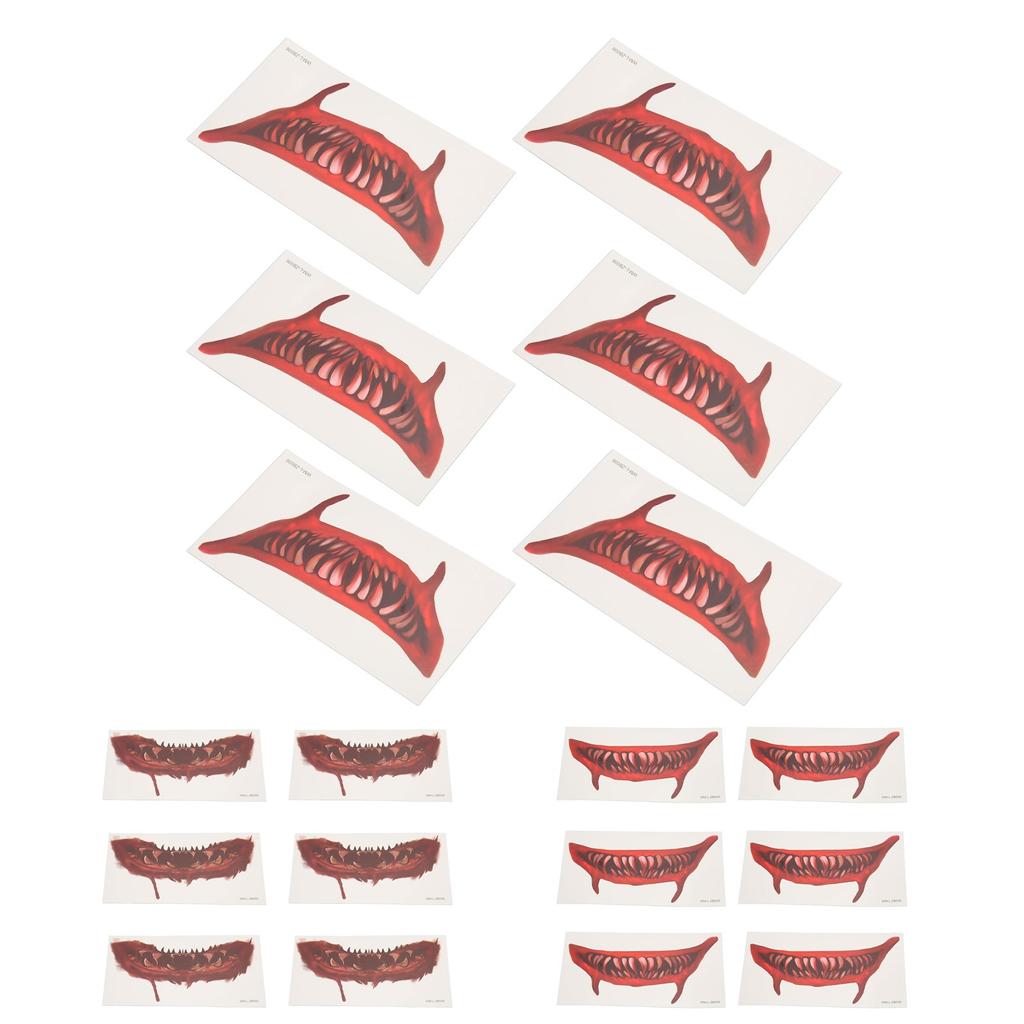 Ужасная татуировка на ртом, сделай сам, большой рот, розыгрыш на Хэллоуин, макияж, временная татуировка для косплей-вечеринки 