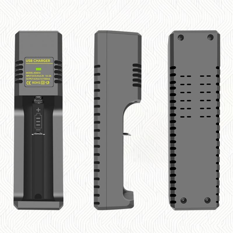 USB Зарядное устройство для аккумуляторов 1-канальный адаптер для зарядки со светодиодным индикатором для 4.2V 3.7V 18650 14500 16340 перезаряжаемых аккумуляторов