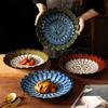 Creative Petal Ceramic Dining Plate Restaurant Main Dish Food Decoration Steak Dessert Plate Vintage Home Kitchen Tableware
