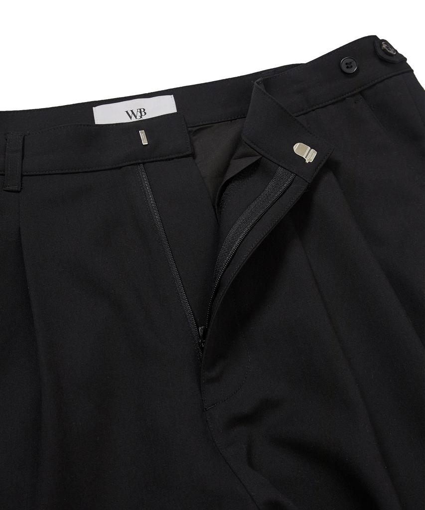WEST GRAND BOULEVARD Libre Wide Two-Tuck Wool Blended Slacks Black