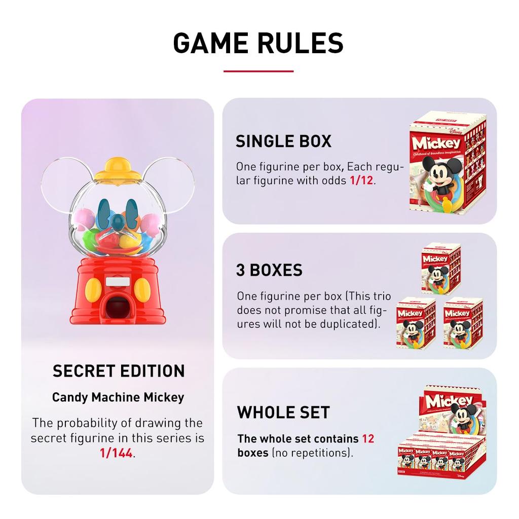 POP MART DISNEY Mickey Childhood of Boundless Imagination Series [Assorted Box of 12] Pop Mart Gachapon Blind Box Figures, Plastic Models, Premium