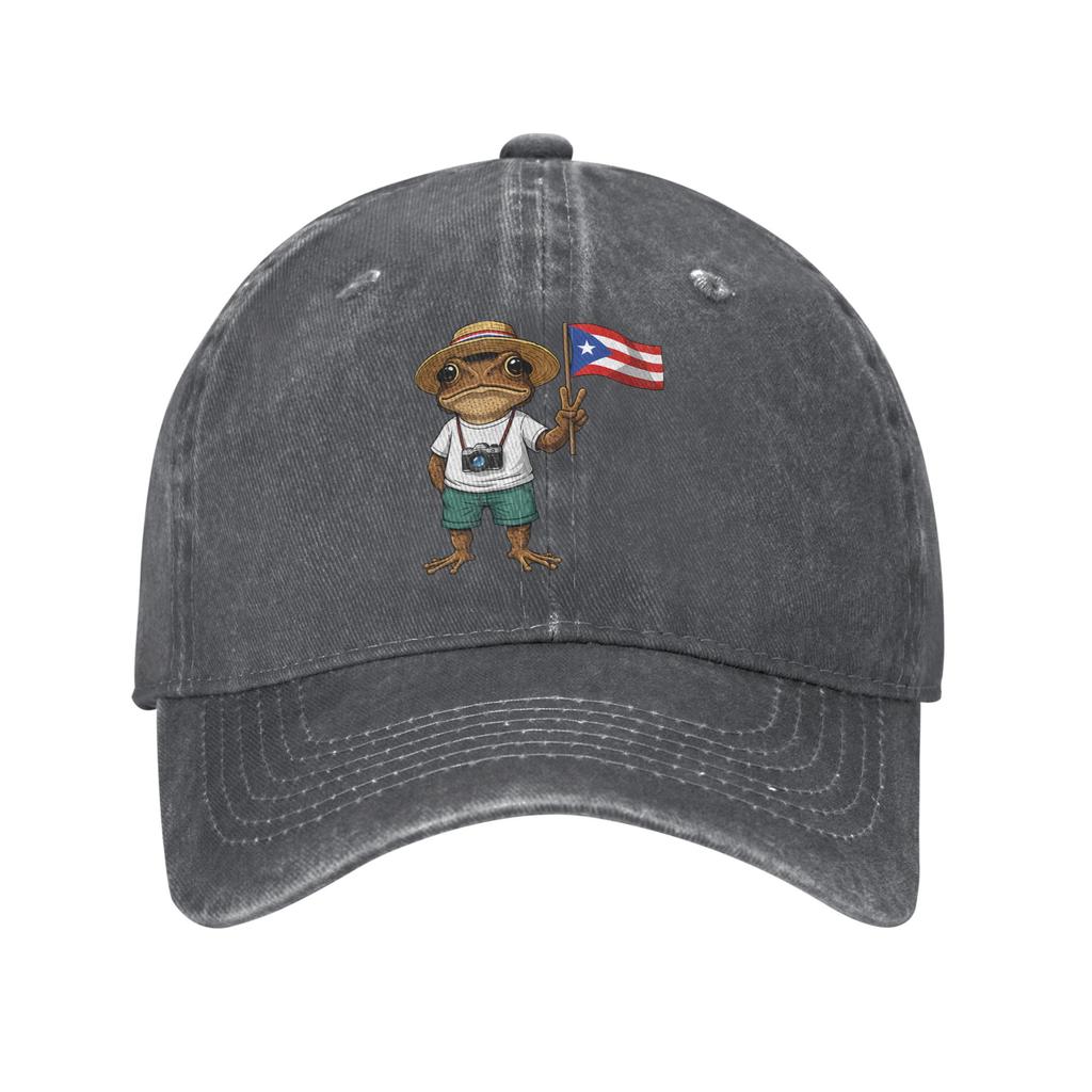 Summer Coqui Frog Puerto Rico Flag Puerto Rican Taino Boricua Baseball Cap Sun Sun-Proof Washed Trucker Hat Snapback Cap