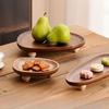 1 Acacia Wooden Tray Chinese Wooden High-footed Tray Irregular Fruit Tray Snack Tray Household Storage Tray
