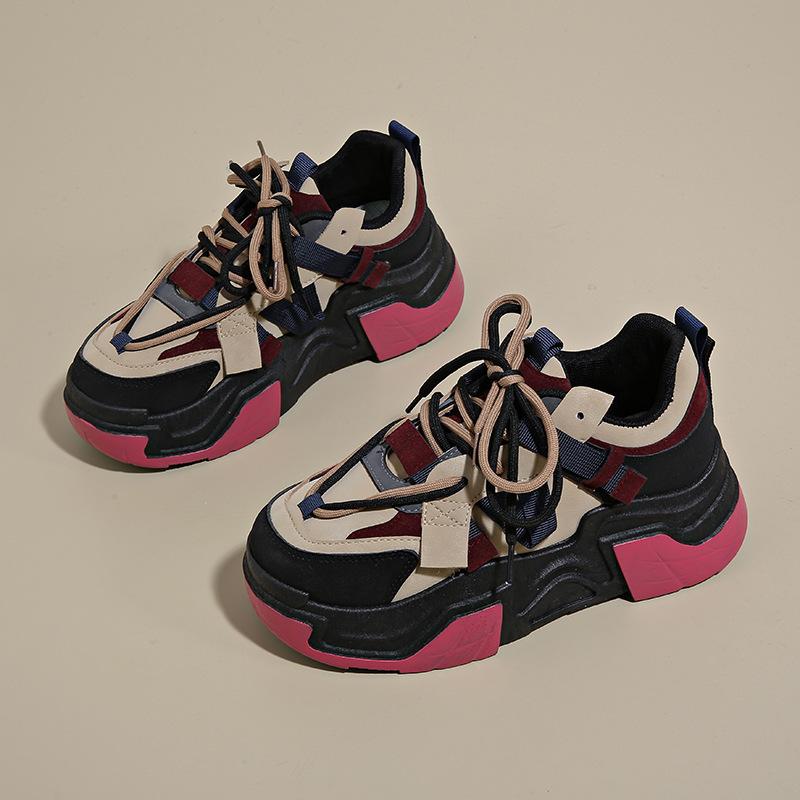 Папины кроссовки женские 2025 осень новые туфли женские универсальные корейская версия на толстой подошве увеличивающие рост спортивная обувь повседневная беговая модная обувь