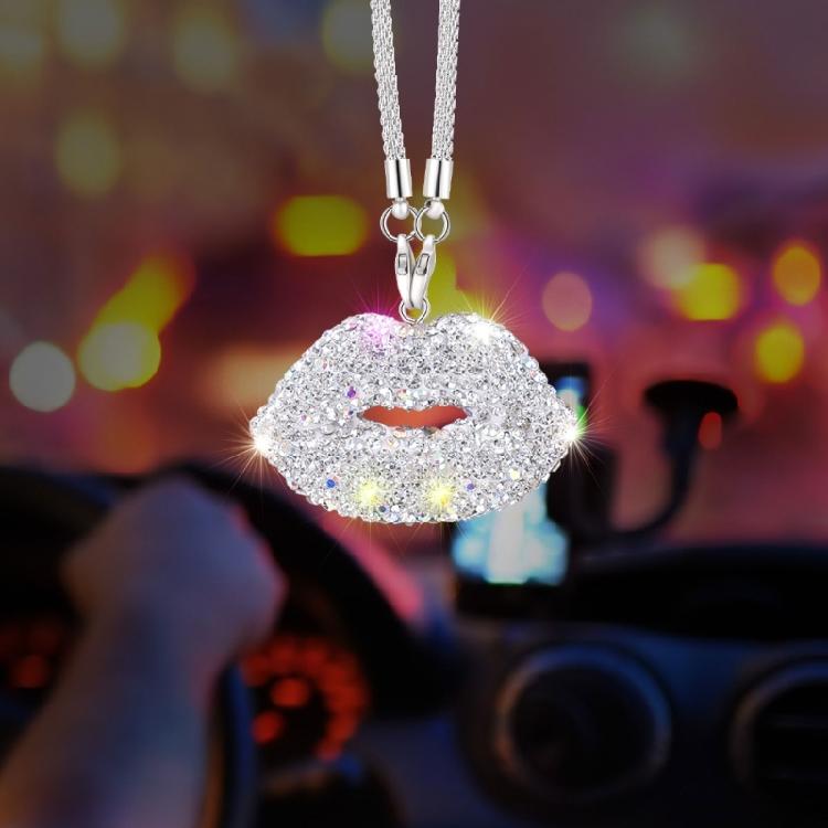 Exciting Lip Crystal Car Rear View Mirror Ornament Stylish Hanging Pendant fashion auto Ornament Colorful for Women