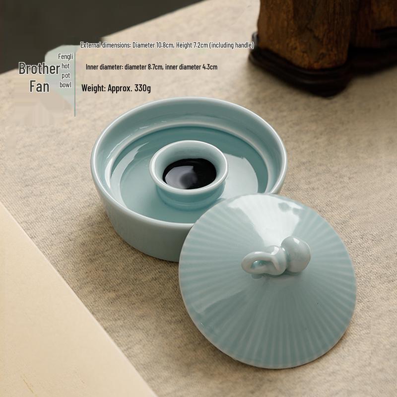 Bamboo Hat Porcelain Inkstone with Lid - Anti-Dry Ink Storage for Calligraphy Supplies and Study Decor