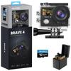 AKASO Brave4 Экшн-камера 4K с двойной стабилизацией изображения, 40 Мп, водонепроницаемая, HDMI, в комплекте карта 64 ГБ, 30 кадров/с, экран, стабилизация, водонепроницаемая, камера, выход,