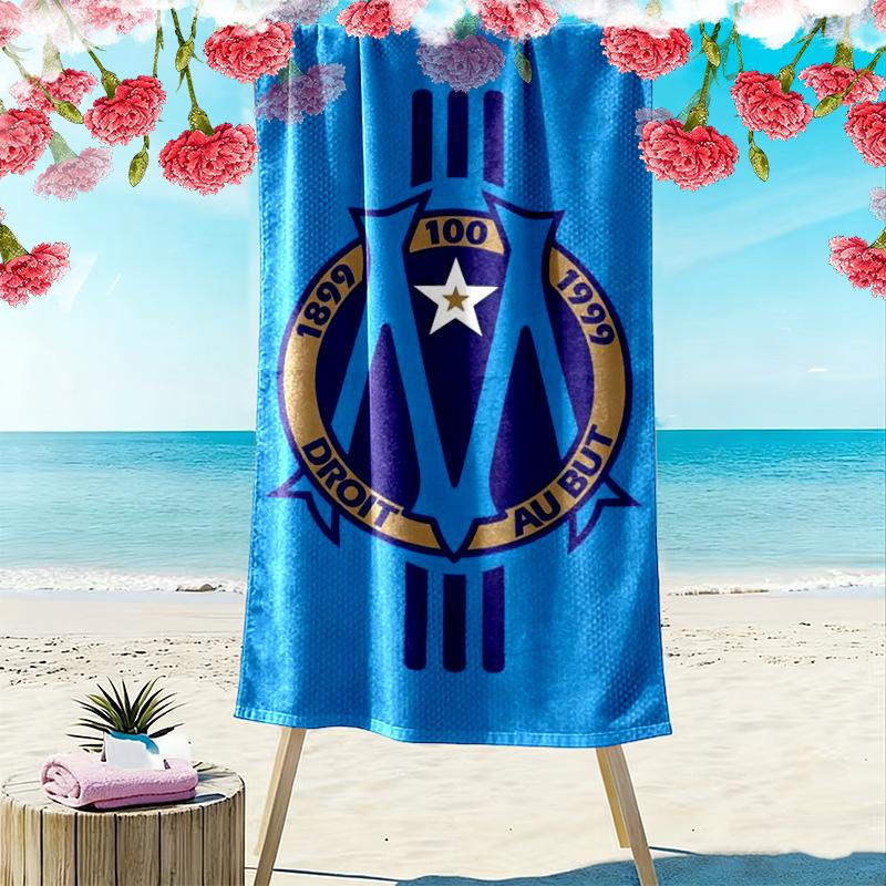Olympique de Marseille Print Beach Towel, Large Soft Quick Dry Towel for Beach Camping Swimming