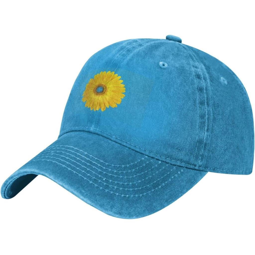 Yellow Daisy Flower Washed Baseball Cap Soft Cotton Adjustable Golf Hat Unisex