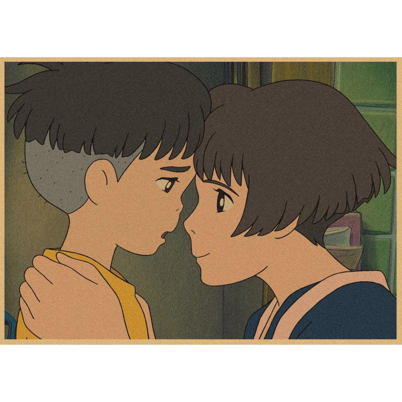 Ponyo on the Cliff Retro Anime Poster - Kraft Paper Wall Art