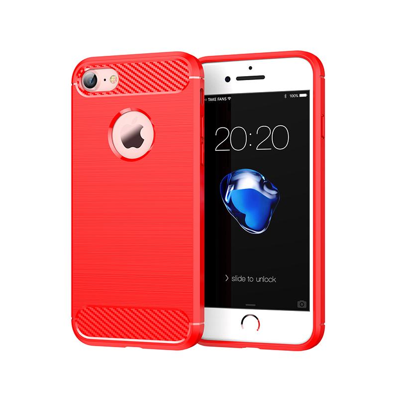 Ударопрочный силиконовый бампер из углеродного волокна для Apple iPhone 8, Чехол для iPhone 7, 4,7 дюйма