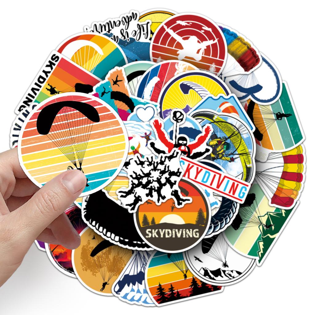 50 Наклеек Граффити для Парашютного Спорта Персонализированные Креативные Украшения для Экстремальных Видов Спорта Наклейки для Чехла Мобильного Телефона Чемодана Водного Стакана